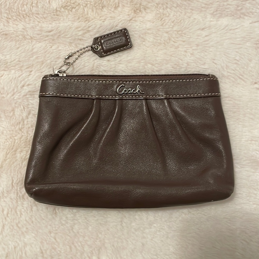 Coach Brown Gathered Wristlet
